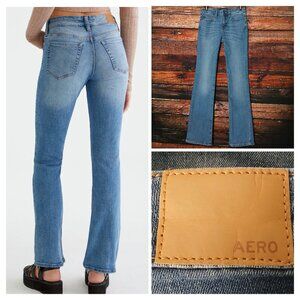 Aeropostale Jeans Size 4 Long Mid Rise Boot Cut Blue Denim Stretch
